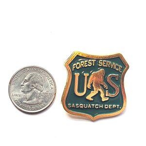 US Forest Service Sasquatch Enamel Pin Collectible Green Gold Lapel Badge Unisex